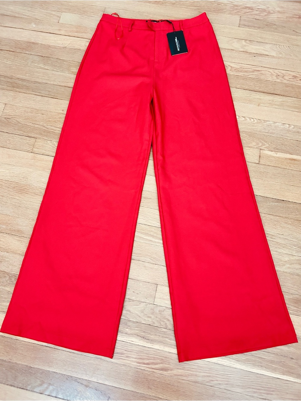 PrettyLittleThing Red High-Waist Trousers